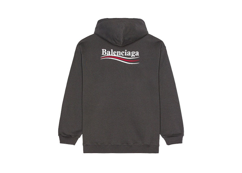 Balenciaga Political Campaign Medium Fit Hoodie Dark Grey/White
