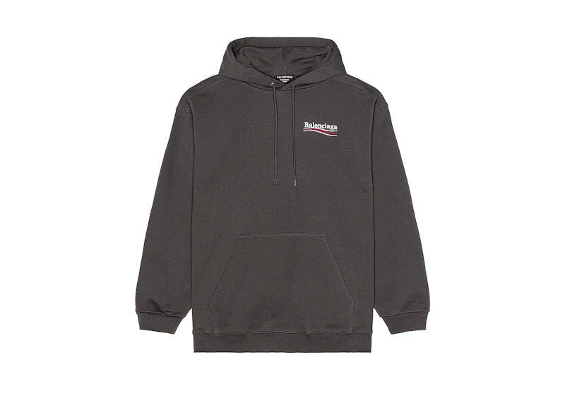 Balenciaga Political Campaign Medium Fit Hoodie Dark Grey/White