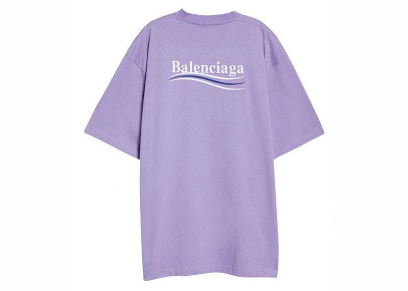 Balenciaga Political Campaign Oversized Logo-Print T-shirt Purple