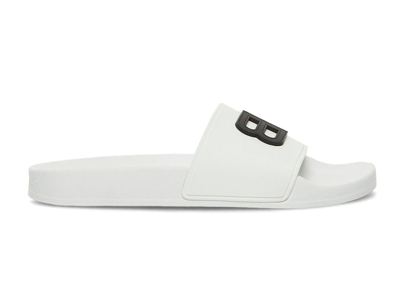 Balenciaga Pool Slides 3D BB Logo Black White