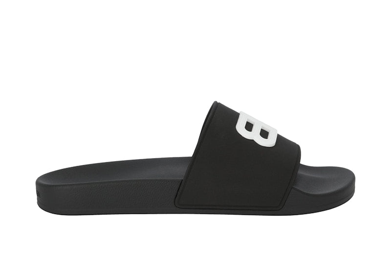 Balenciaga Pool Slides 3D BB Logo White Black