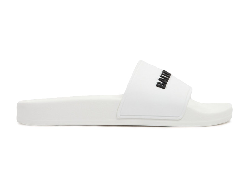 Balenciaga Pool Slides White Black 3D Logo (Women's)
