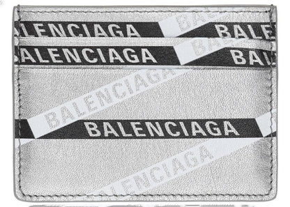Balenciaga Printed Logo Card Holder Silver/Black