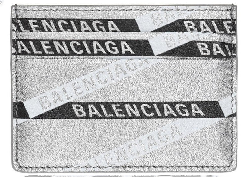 Balenciaga Printed Logo Card Holder Silver/Black
