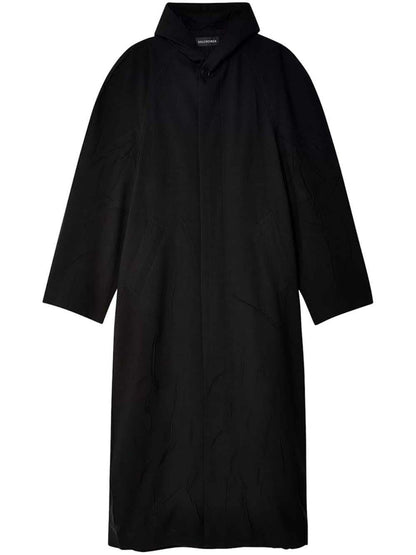 Balenciaga Raglan Hooded Coat Black