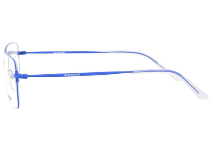 Balenciaga Rectangle-Frame Metal Sunglasses Blue/Transparent (BB0033O-30006632-004)