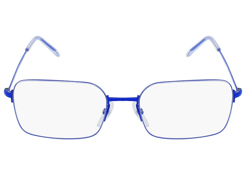 Balenciaga Rectangle-Frame Metal Sunglasses Blue/Transparent (BB0033O-30006632-004)