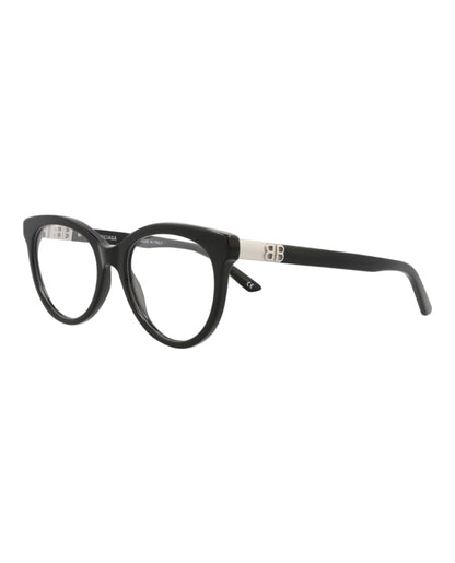 Balenciaga Round-Frame Acetate Optical Frames Black Black Transparent (BB0185O-30011863-001)