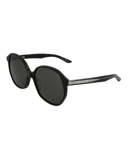 Balenciaga Round-Frame Acetate Sunglasses Black/Black/Grey (BB0005S-30006545-001)