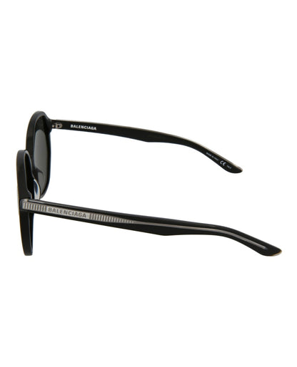 Balenciaga Round-Frame Acetate Sunglasses Black/Black/Grey (BB0005S-30006545-001)