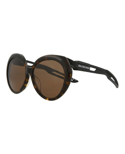 Balenciaga Round-Frame Acetate Sunglasses Havana/Black/Brown (BB0024SA-30007767-001)