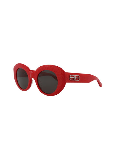 Balenciaga Round-Frame Acetate Sunglasses Red/Red/Grey (BB0235S-30013502-003)