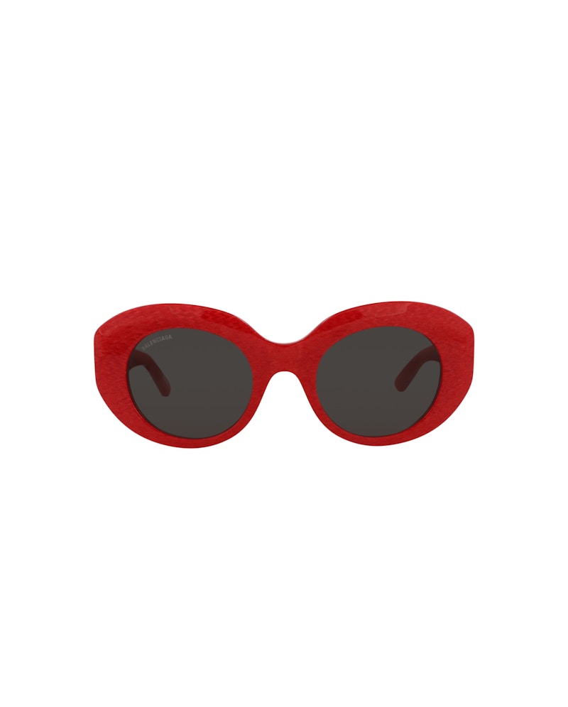 Balenciaga Round-Frame Acetate Sunglasses Red/Red/Grey (BB0235S-30013502-003)