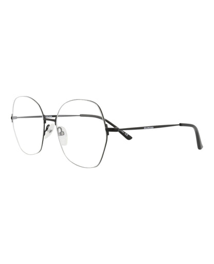 Balenciaga Round-Frame Metal Optical Frames Black Black Transparent (BB0014O-30006641-001)