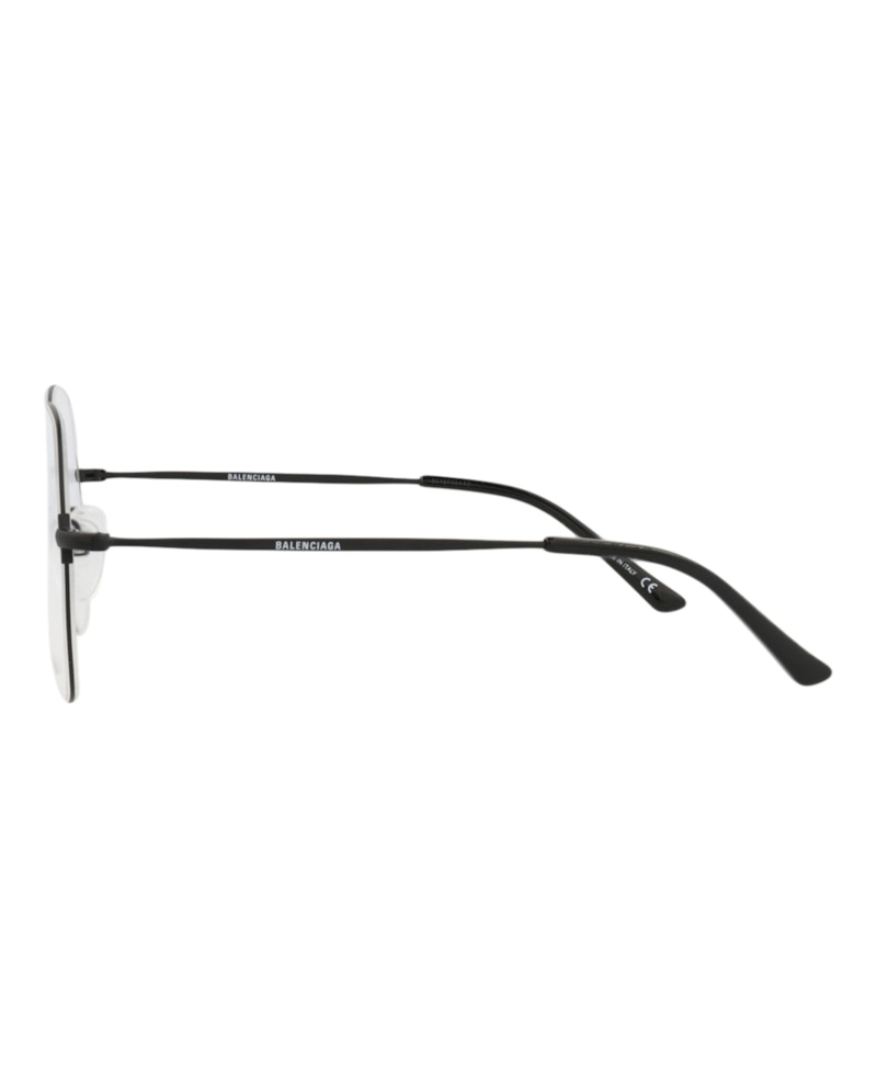 Balenciaga Round-Frame Metal Optical Frames Black Black Transparent (BB0014O-30006641-001)