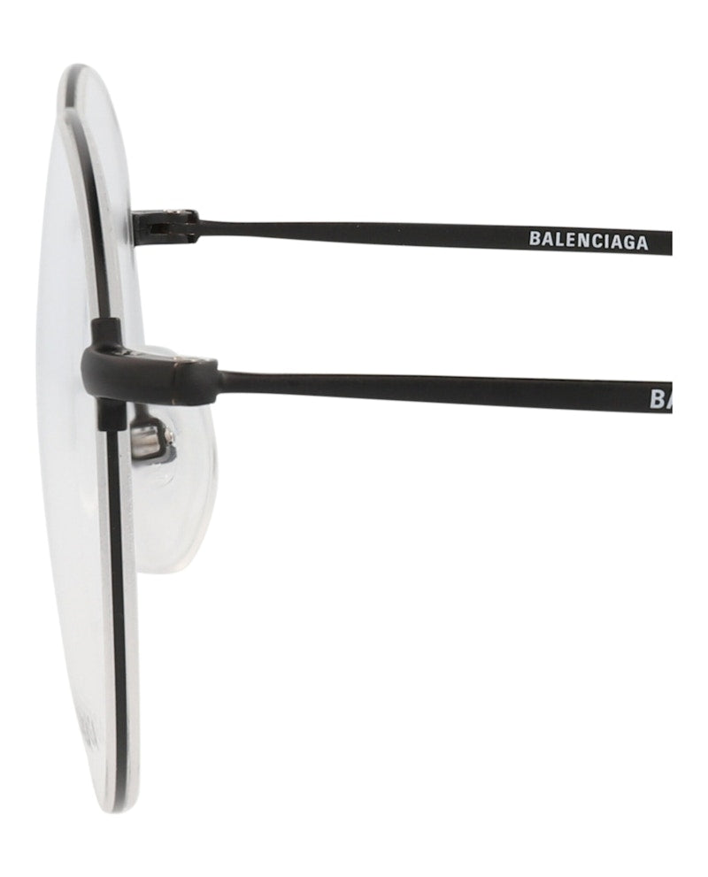 Balenciaga Round-Frame Metal Optical Frames Black Black Transparent (BB0035O-30006640-001)