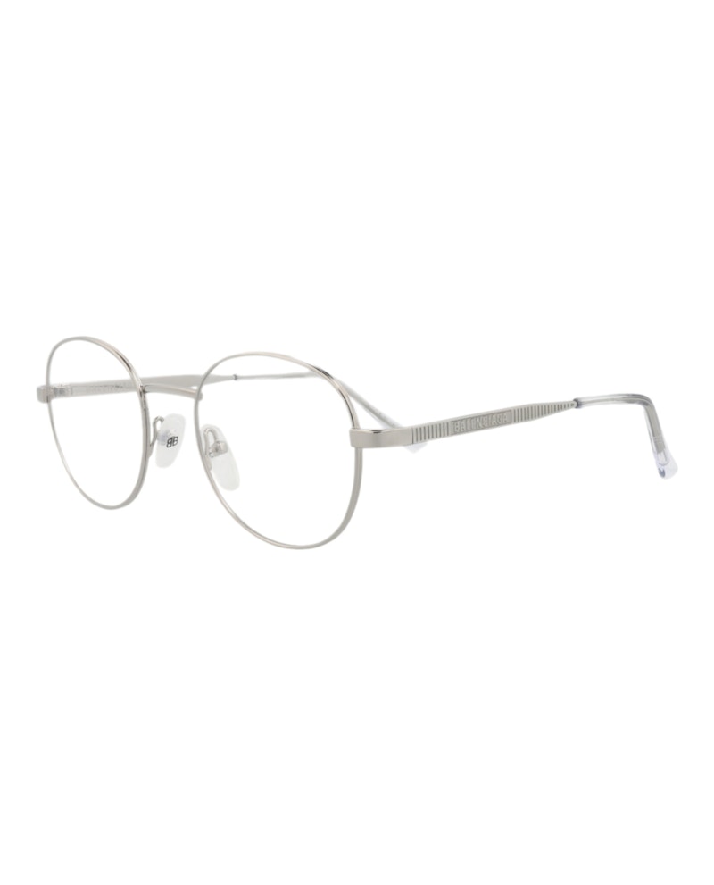 Balenciaga Round-Frame Metal Optical Frames Ruthenium Ruthenium Transparent (BB0036O-30007270-002)