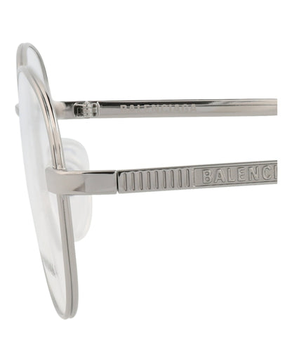 Balenciaga Round-Frame Metal Optical Frames Ruthenium Ruthenium Transparent (BB0036O-30007270-002)