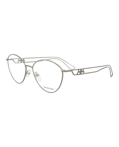 Balenciaga Round-Frame Metal Optical Frames Ruthenium Ruthenium Transparent (BB0066O-30008233-003)