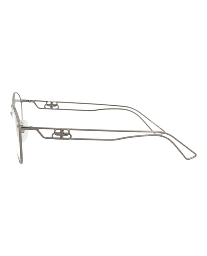 Balenciaga Round-Frame Metal Optical Frames Ruthenium Ruthenium Transparent (BB0066O-30008233-003)