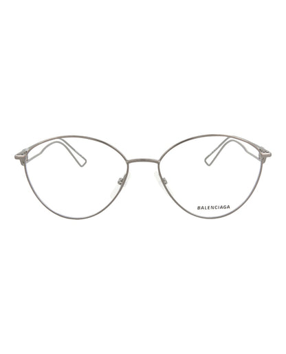 Balenciaga Round-Frame Metal Optical Frames Ruthenium Ruthenium Transparent (BB0066O-30008233-003)
