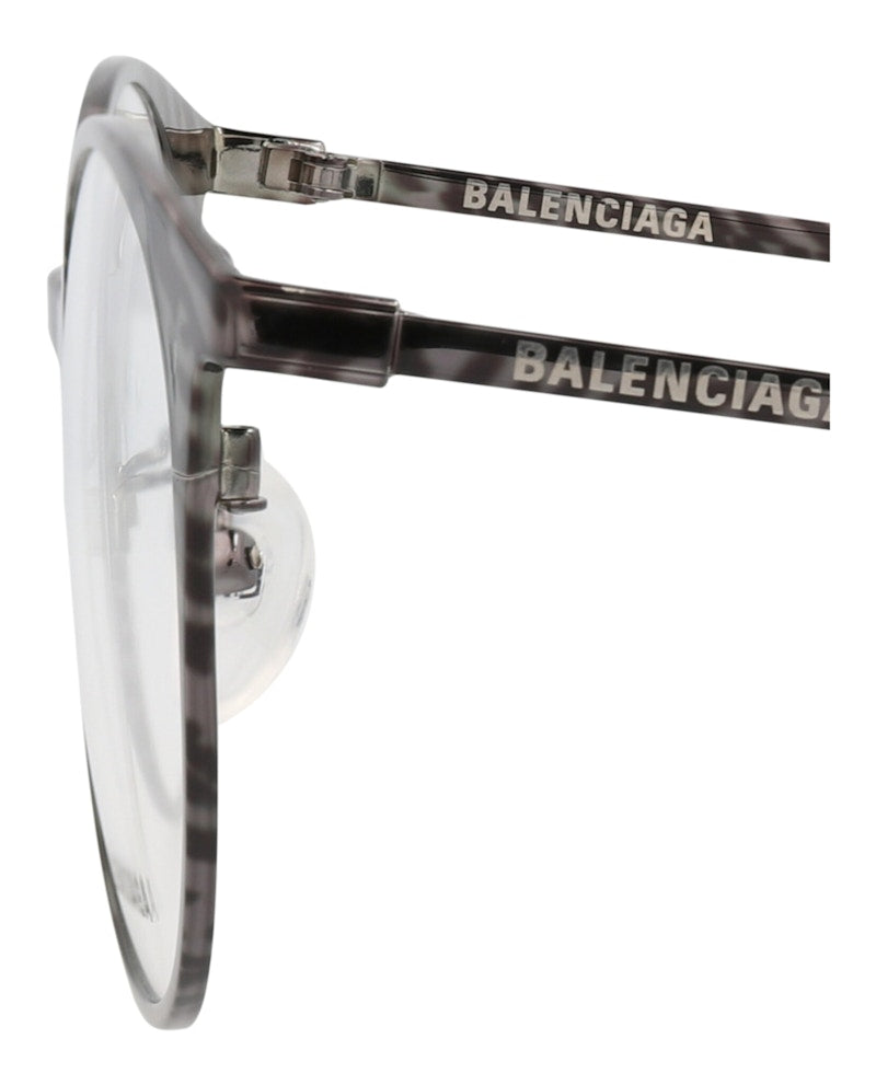 Balenciaga Round-Frame Metal Optical Frames Ruthenium Ruthenium Transparent (BB0084O-30008407-003)