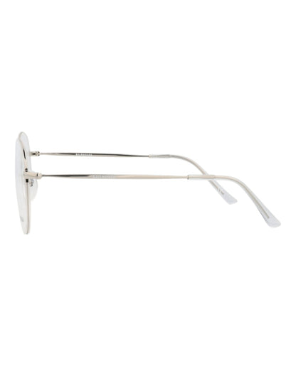 Balenciaga Round-Frame Metal Optical Frames Silver Silver Transparent (BB0035O-30006640-002)