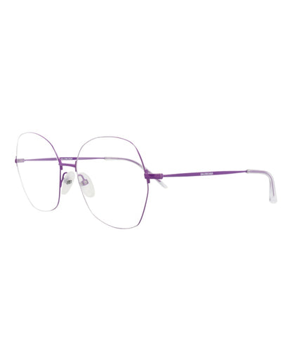 Balenciaga Round-Frame Metal Optical Frames Violet Violet Transparent (BB0014O-30006641-004)