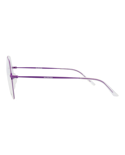 Balenciaga Round-Frame Metal Optical Frames Violet Violet Transparent (BB0014O-30006641-004)