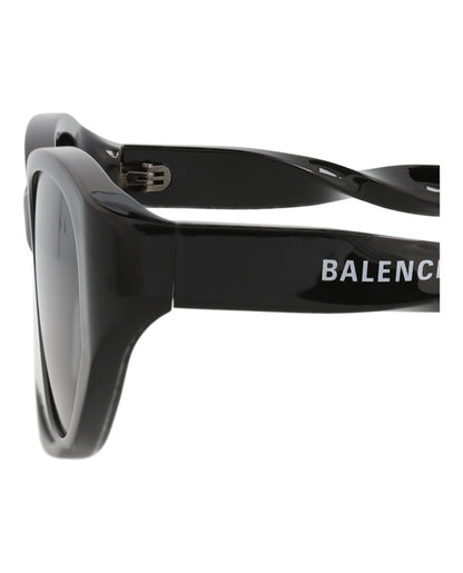 Balenciaga Round-Frame Recycled Acetate Sunglasses Black Black Grey (BB0209SA-30011970-001)