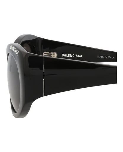 Balenciaga Round-Frame Recycled Acetate Sunglasses Black Black Grey (BB0267S-30013985-001)