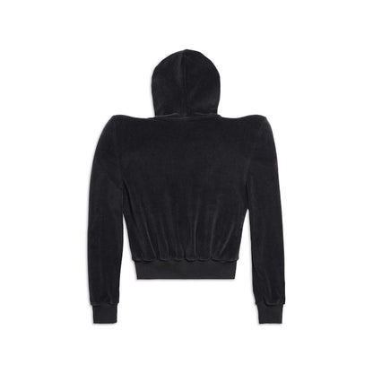 Balenciaga Round Shoulder Zip-Up Hoodie Small Fit in Black Black