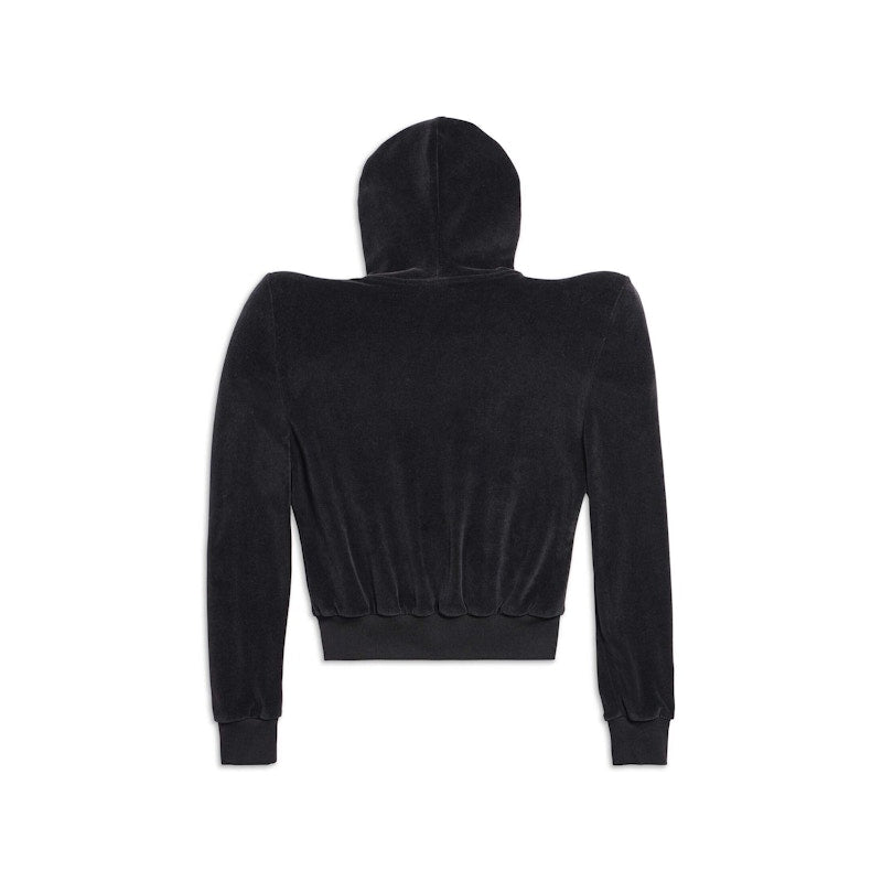 Balenciaga Round Shoulder Zip-Up Hoodie Small Fit in Black Black