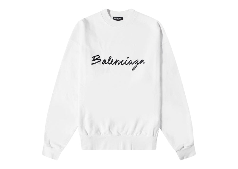 Balenciaga Script Logo Crewneck White/Black