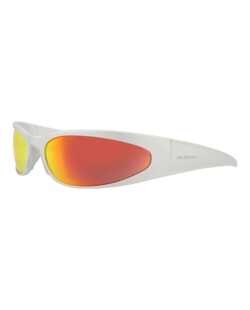 Balenciaga Shield-Frame Alluminium Sunglasses Silver Silver Red (BB0290S-30014536-004)