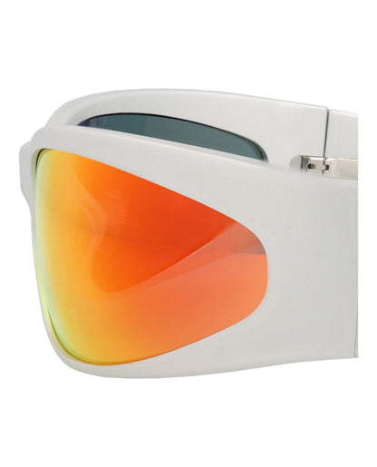 Balenciaga Shield-Frame Alluminium Sunglasses Silver Silver Red (BB0290S-30014536-004)