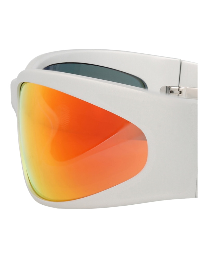Balenciaga Shield-Frame Alluminium Sunglasses Silver Silver Red (BB0290S-30014536-004)