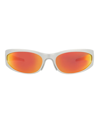 Balenciaga Shield-Frame Alluminium Sunglasses Silver Silver Red (BB0290S-30014536-004)