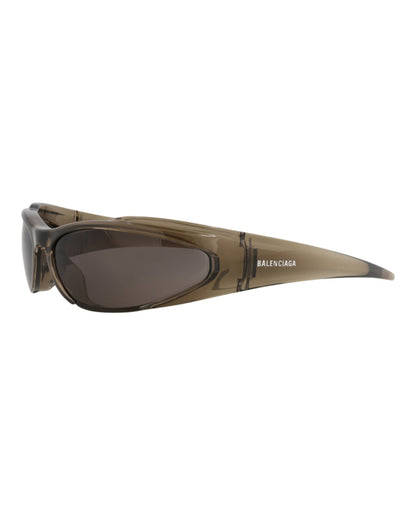 Balenciaga Shield Wrap Sunglasses Brown/Brown/Grey (BB0253S-30013966-002)