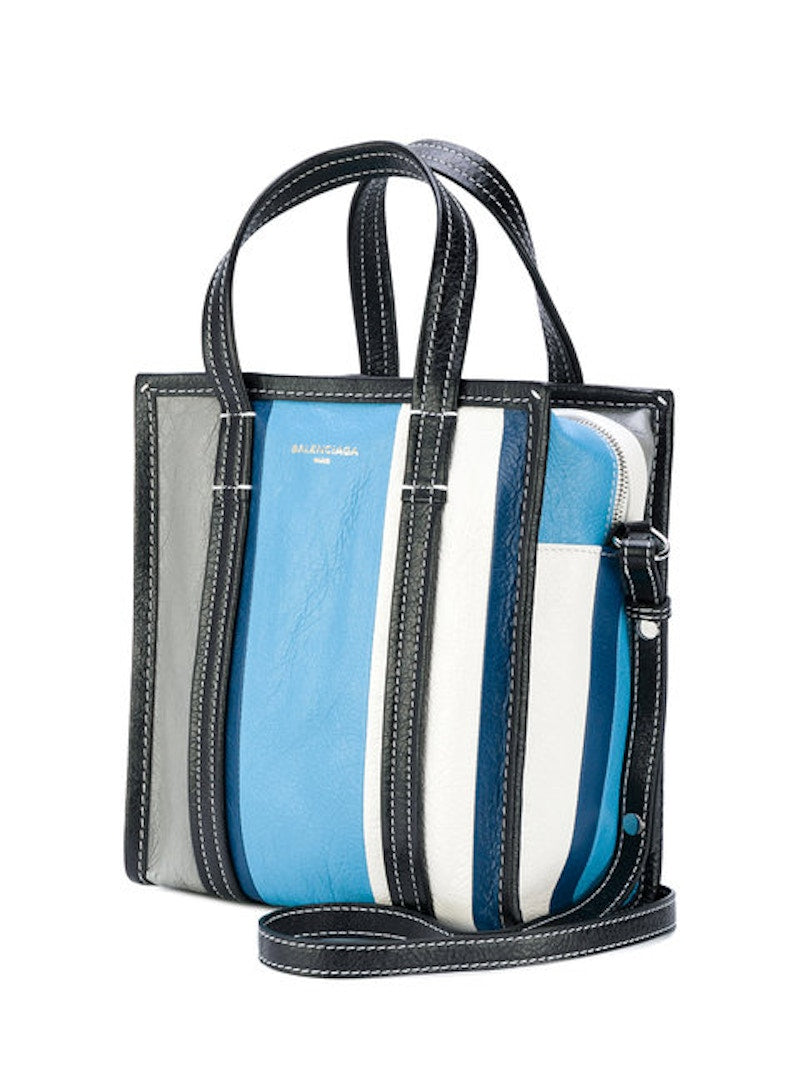 Balenciaga Shopper Bazar Striped XS Blue Grey White