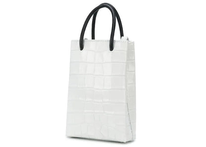 Balenciaga Shopping Tote Bag Crocodile Embossed White