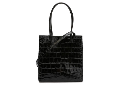 Balenciaga Shopping Tote Bag XXS Crocodile Effect Black