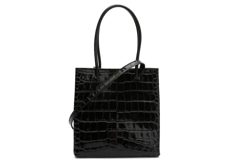 Balenciaga Shopping Tote Bag XXS Crocodile Effect Black