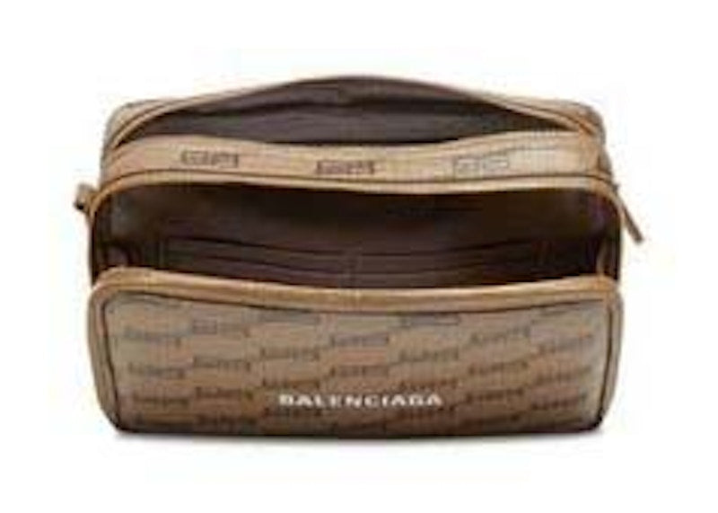 Balenciaga Signature Double Zip Pouch Beige