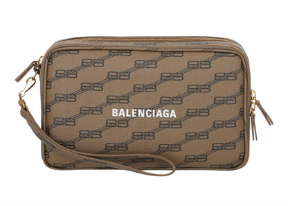 Balenciaga Signature Double Zip Pouch Beige