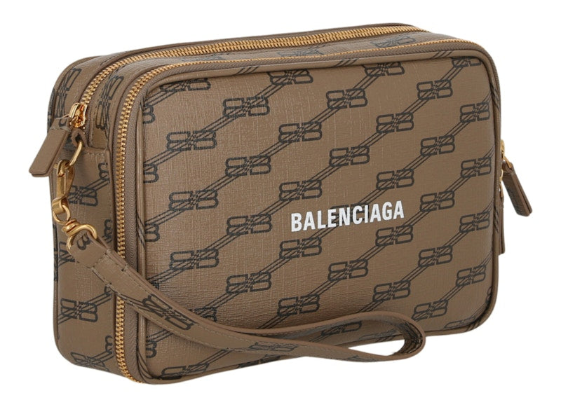Balenciaga Signature Double Zip Pouch Beige