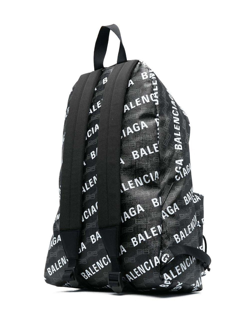Balenciaga Signature Logo-Print Backpack Black/White
