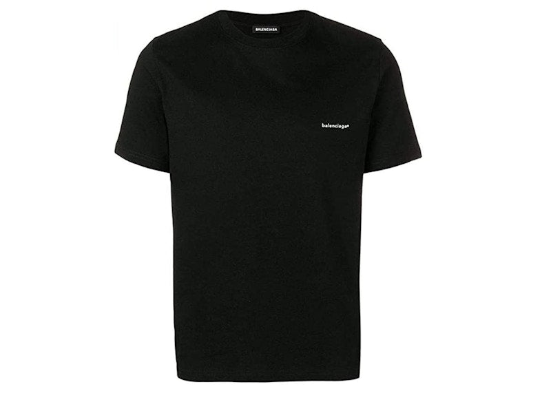 Balenciaga Small Logo Print Regular Fit Cotton T-shirt Black/White