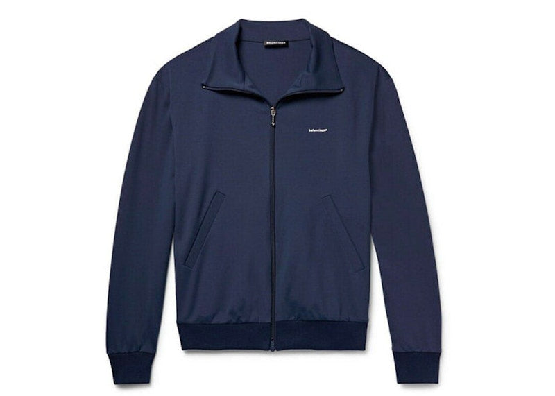 Balenciaga Small Logo Tech Jersey Track Jacket Blue