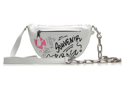 Balenciaga Souvenir Graffiti Belt Bag XXS White